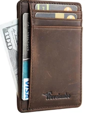 Travelambo Slim Wallet Front Pocket Minimalist Leather RFID CH Coffee
