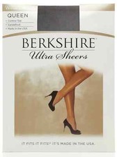 BERKSHIRE QUEEN ULTRA SHEER CONTROL TOP PANTYHOSE WITH SANDALFOOT Plus Size 4411