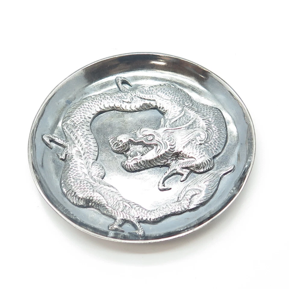 Plato antiguo Art Deco dragón real de plata de ley 925 de exportación china Foto 4 de 4