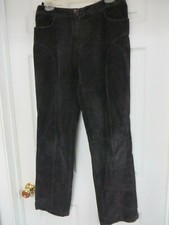 CHANEL Velour Straight leg Dark brown Pockets Zip Pants Size EU40 02A