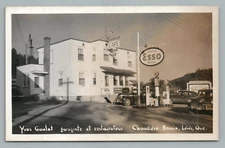 Yves Goulet Gas Station LEVIS Quebec RPPC Esso Roadside Restaurant Photo 1940s