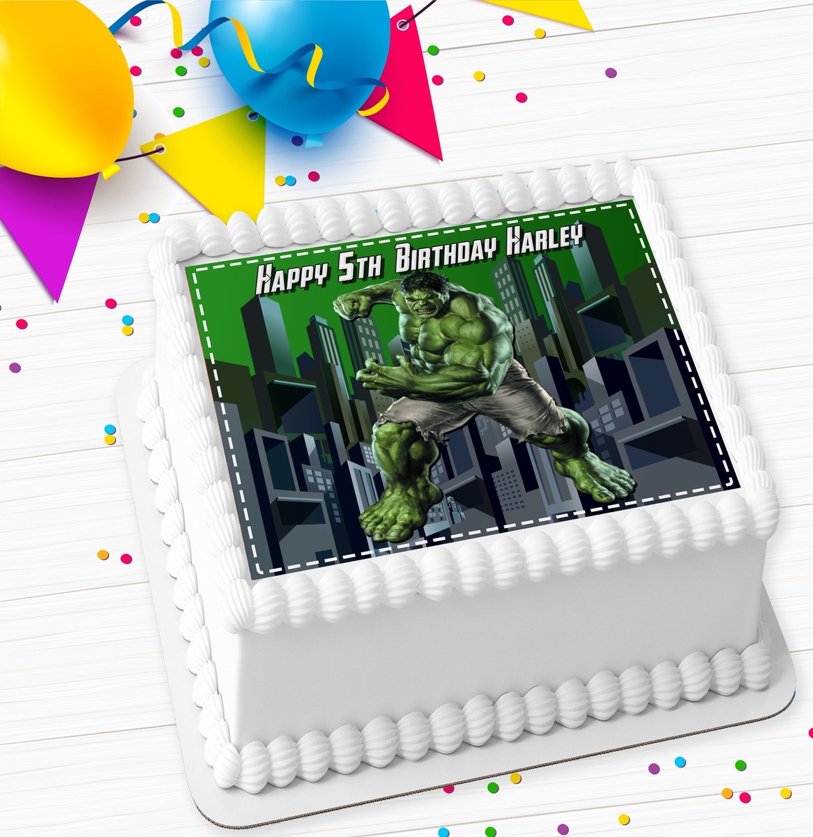 HULK BIRTHDAY PERSONALISED  PARTY ICING EDIBLE COSTCO CAKE TOPPER SHH-006