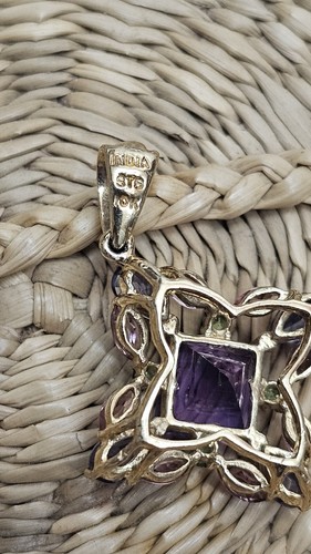Pendant 10K Yellow Gold Starburst Kite Square Amethyst, Peridot, Iolite, Topaz - Picture 11 of 15