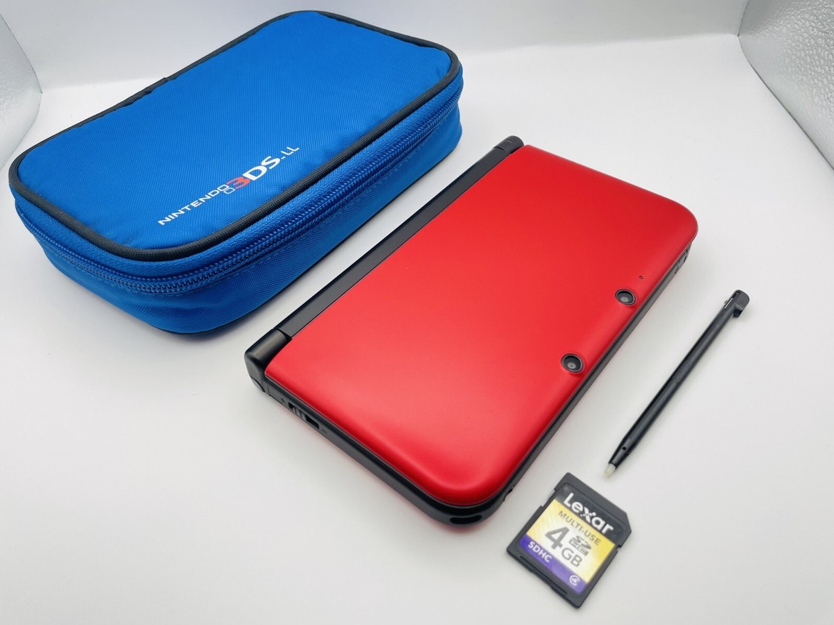 Nintendo 3DS LL XL Red/Black Console w/ Stylus 4GB SD Card