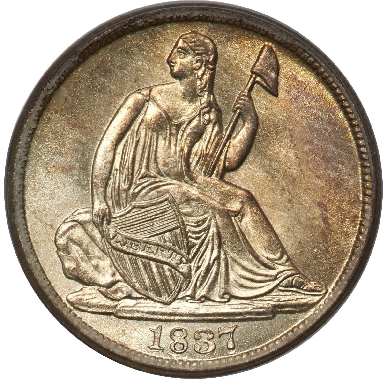 1837 Seated Half Dime - No Stars Large Date - PCGS MS66 CAC - SUPER PQ LOOKS 67!