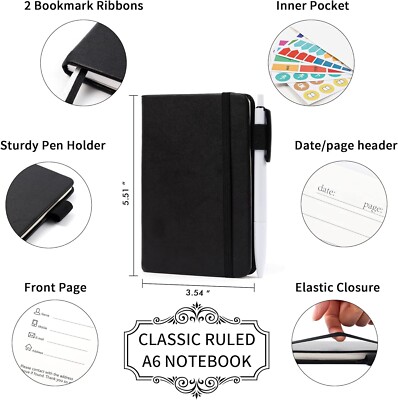 A6 Ruled Notebooks 15 Pack w/ Pens Navy Dark Green Black 5 Inch X 3 ...