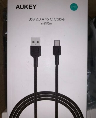 [2-Pack] AUKEY 6Ft USB 2.0 A to C Nylon Braided Fast Charging Cable