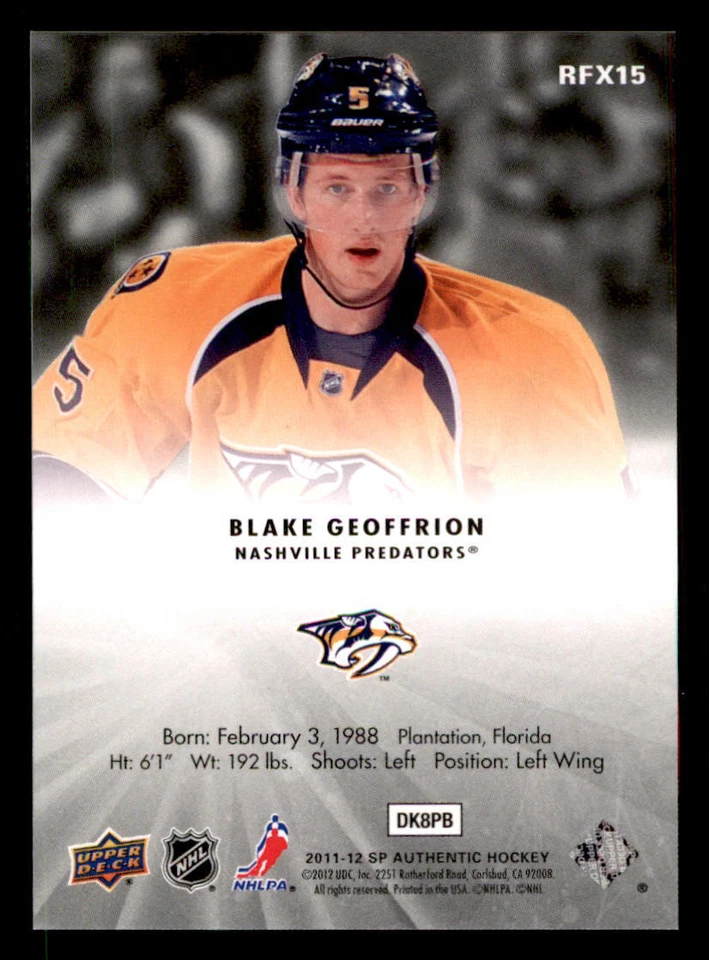 2011-12 SP Authentic Holoview FX #RFX15 Blake Geoffrion - Image 2 of 2