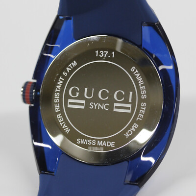 GUCCI SYNC YA137104A Analog Quartz Sapphire Crystal Blue Blue | eBay