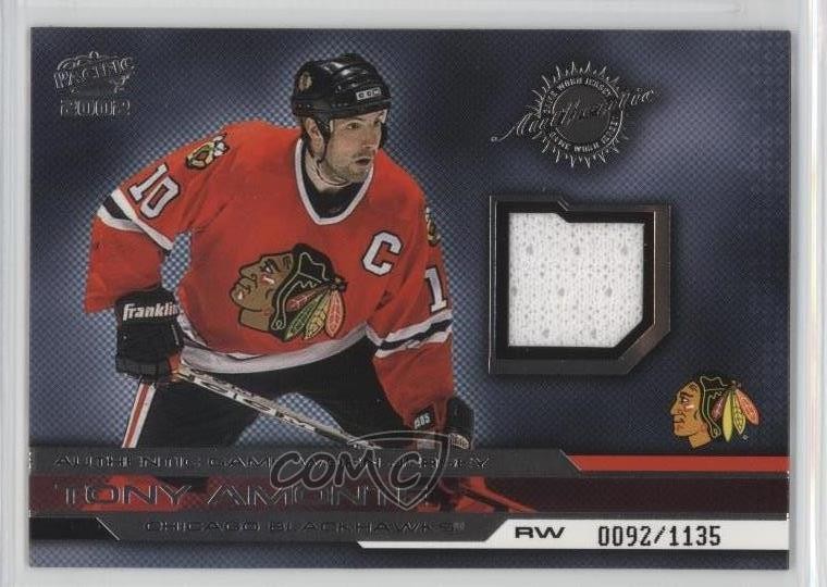 2001-02 Pacific Jerseys 92/1135 Tony Amonte #6 0a7