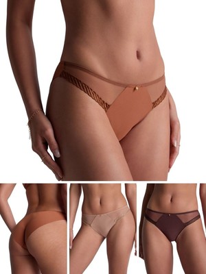 Aubade Sheer Emotion Brazillian Brief Knickers Mid Rise Sheer Embroidered
