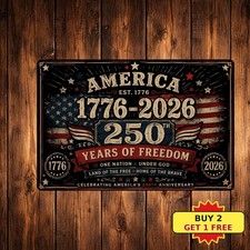 Patriotic July 4th Anniversary Birthday Party Metal Sign 8x12 Inch