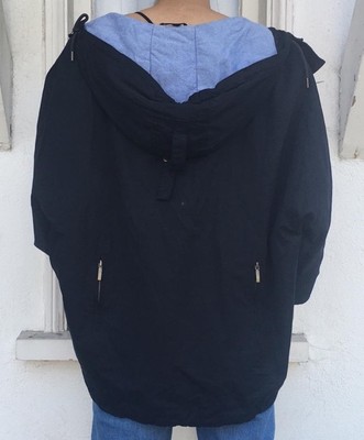 Zara Navy Blue 3/4 Sleeve Hooded Parka Jacket