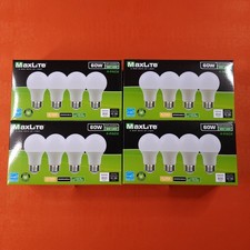 16 Pack Maxlite 60 Watt Equivalent 8W LED Bulbs A19 Soft White 2700K Dimmable