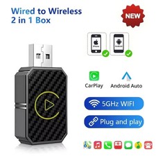 Car Android Auto Wireless Adapter  Wireless CarPlay Adapter Plug  Play 2 in 1