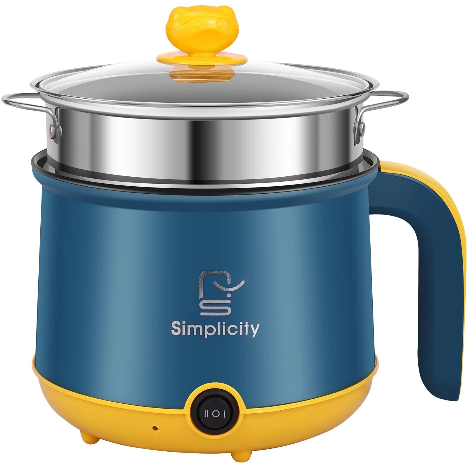 Electric Hot Pot Cooker Multifunctional Portable Non Stick Blue Double Layer