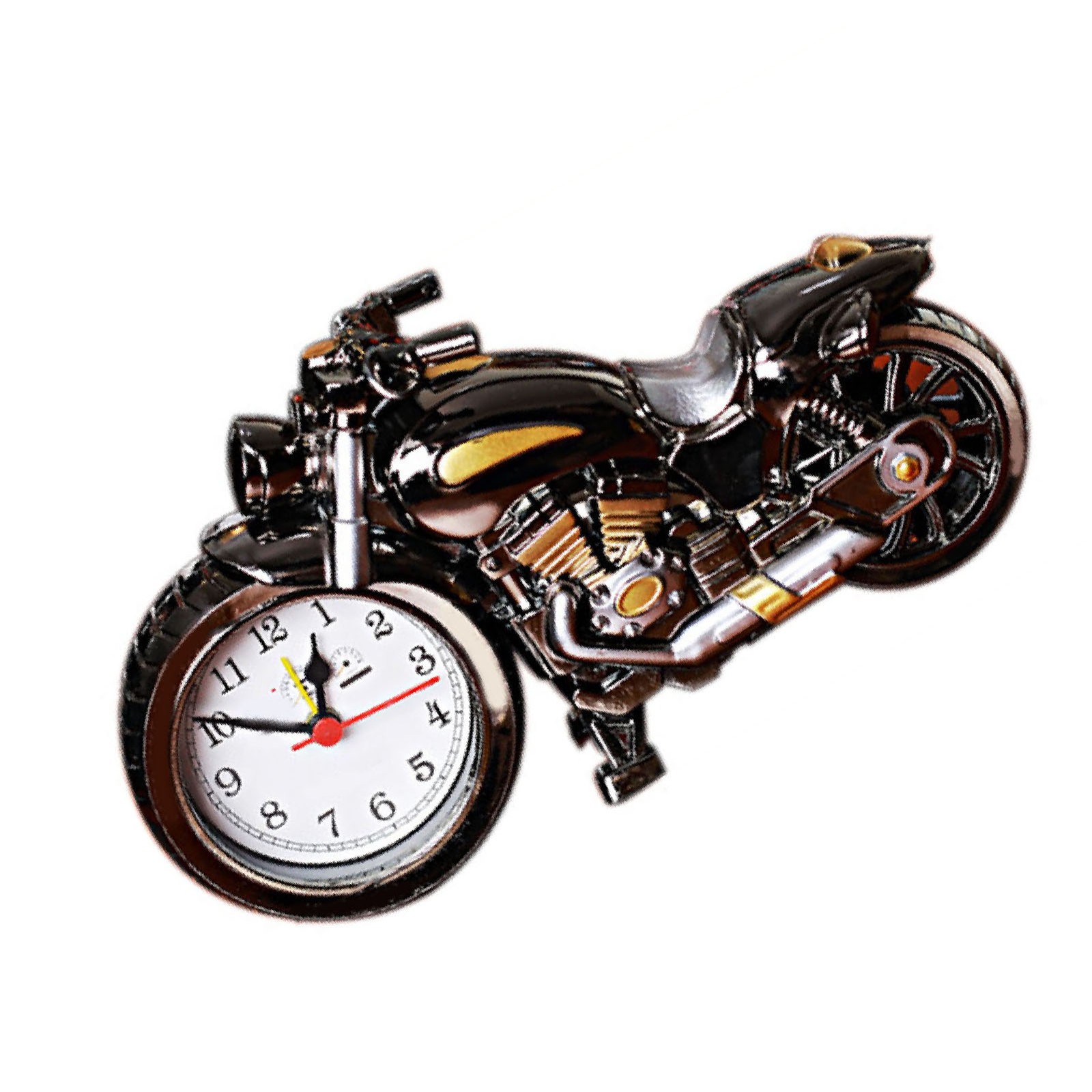 Motorcycle Alarm Clock Plastic Quartz Movement Battery Operated Vintage Desk