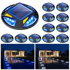 Solar Dock Lights Outdoor Waterproof IP68, 12 Pack Solar Driveway Lights with...