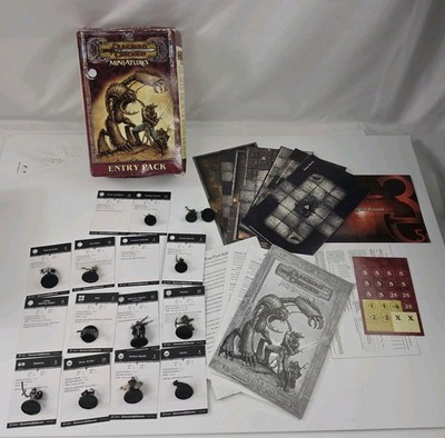 Vtg Dungeons & Dragons Miniatures Harbinger Entry Pack Lot w/ Map Tiles Cards