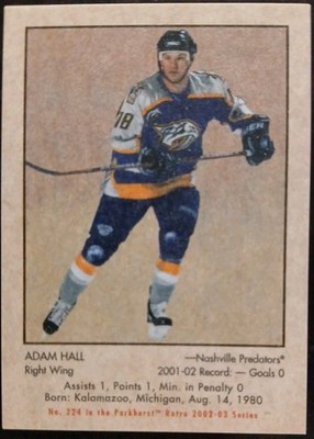 2002 - 2003 ITG Parkhurst Adam Hall Retro Mini Predators Hockey Card