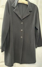 Vintage Chicos Design Black Blazer Jacket Womens Sz 2 M 12 14 Knit Shoulder Pad