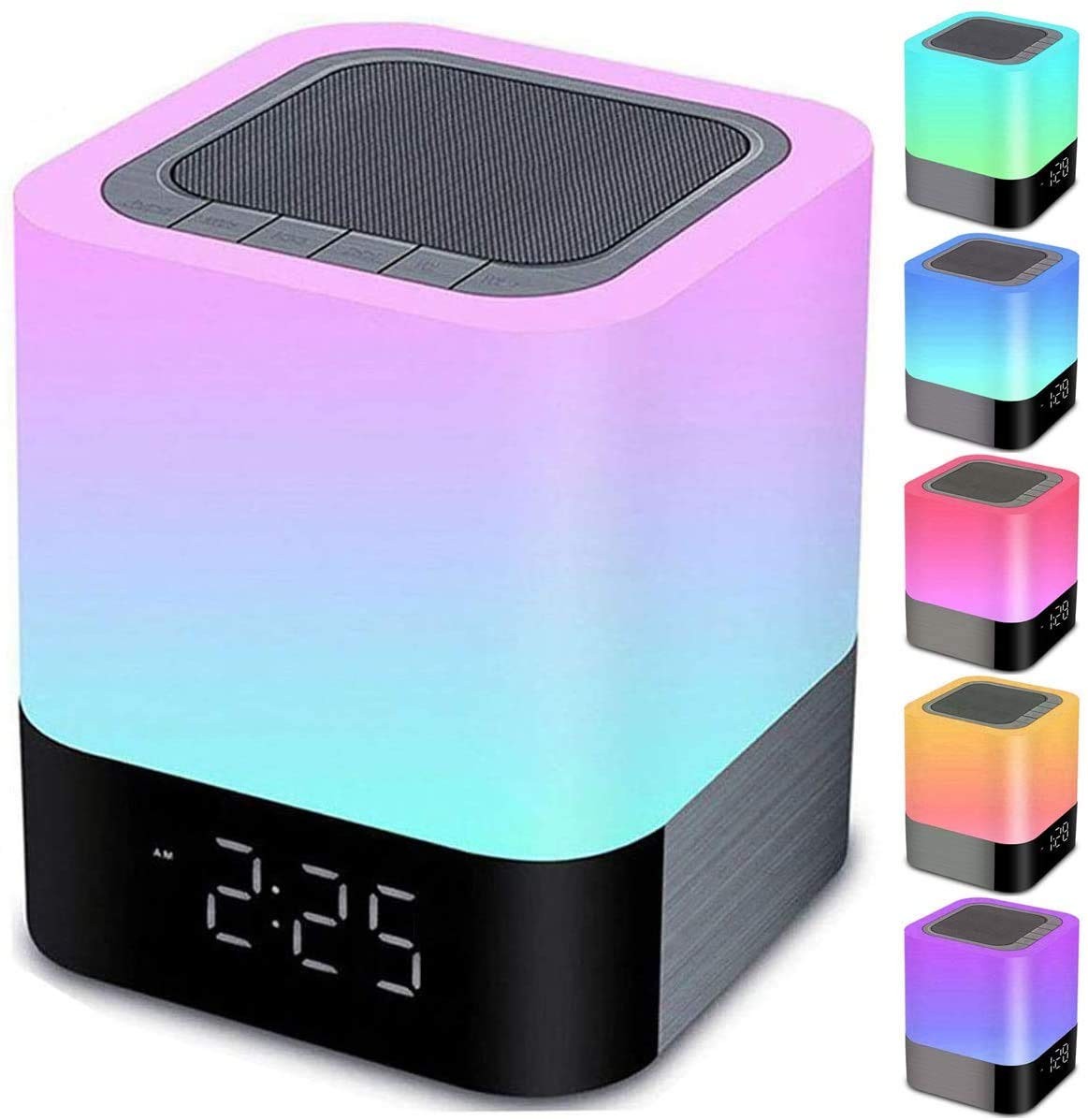 Night Lights Bluetooth Speaker, Alarm Clock Bluetooth Speakers Touch Sensor B...
