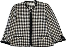 ST JOHN COLLECTION by Marie Gray Houndstooth Check Knit Jacket Size 8