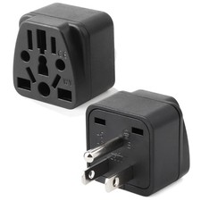 2 Pack US Travel Plug Adapter, EU,UK,AU,in,CN,JP,Asia,Italy,Brazil to Black