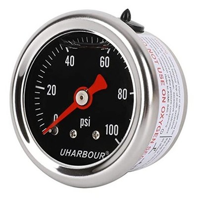 Glycerin Filled Pressure Gauge with 304 0-100PSI Back Mount（black dial）