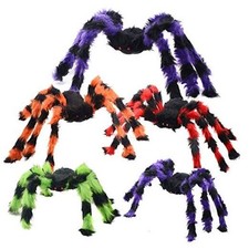 5pcs Halloween Spider Giant Spider with Red Eyes Colorful Hairy Scary