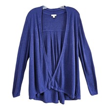 J JILL Women S Cardigan Sweater Blue Open From Long Sleeve Linen Blend Bust 40"