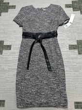 Calvin Klein Dress Womens 8 Black White Wrap Blouson New