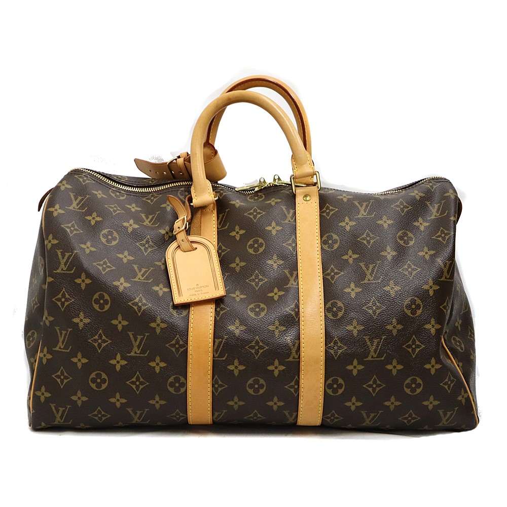 Louis Vuitton Keepall 45 M41428 Boston Bag PVC Leather Brown Keys Lock #KN855