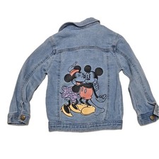 Mickey Mouse Disney Junior Blue Denim Jacket Toddler 3T Long Sleeve Minnie EUC