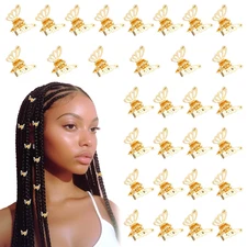30 Pcs Gold Butterfly Hair Clips for Women,Hair Rings for Braids Accessories,Hol