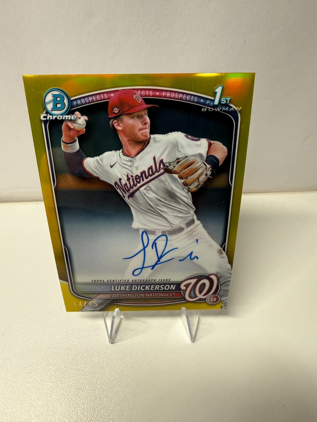 Luke Dickerson 2025 Bowman Chrome 1st Yellow Refractor Auto /75 #CPA-LDI