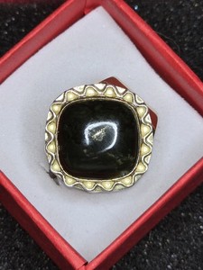 Vintage-Jay King DTR Agate/jade Sterling Silver Ring
