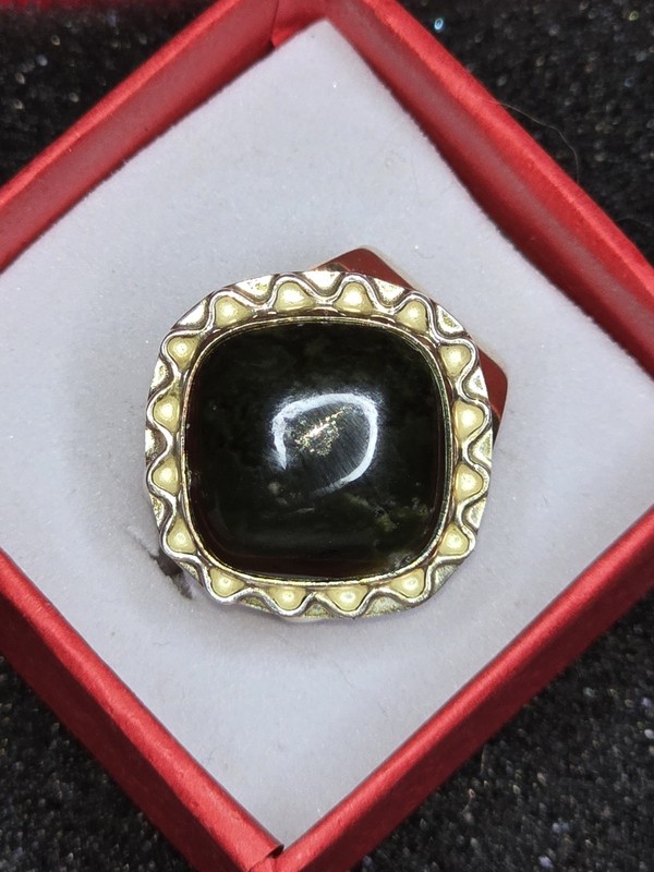 Vintage-Jay King DTR Agate/jade Sterling Silver Ring