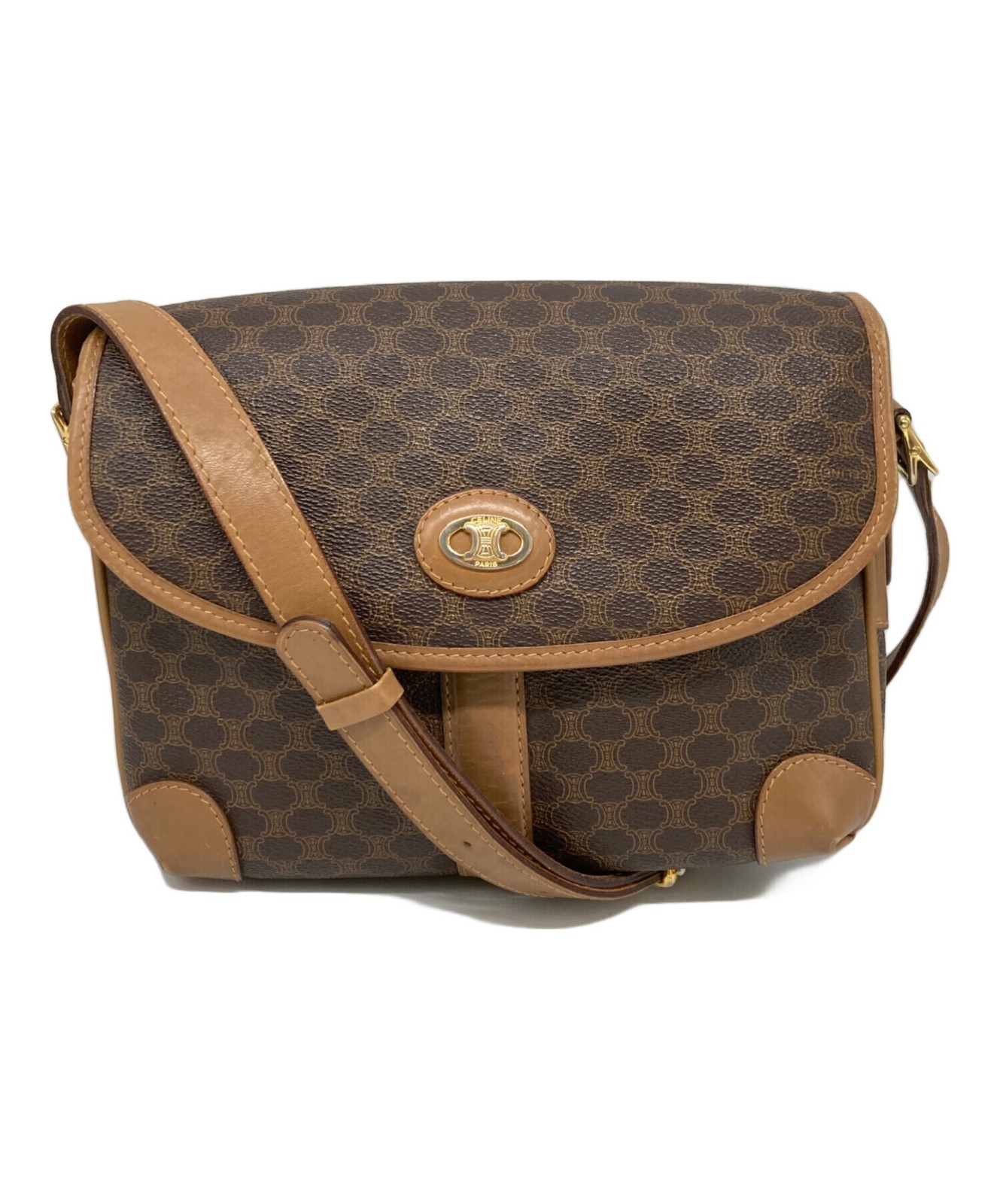 CELINE Shoulder bag Macadam Triomphe Leather Brown Vintage Authentic From Japan — image 8