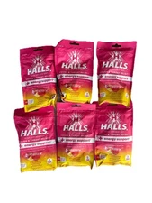 Lot 6 Halls Cough and Throat Relief, Energy Support, 25 Drops, Straw/Lemonade