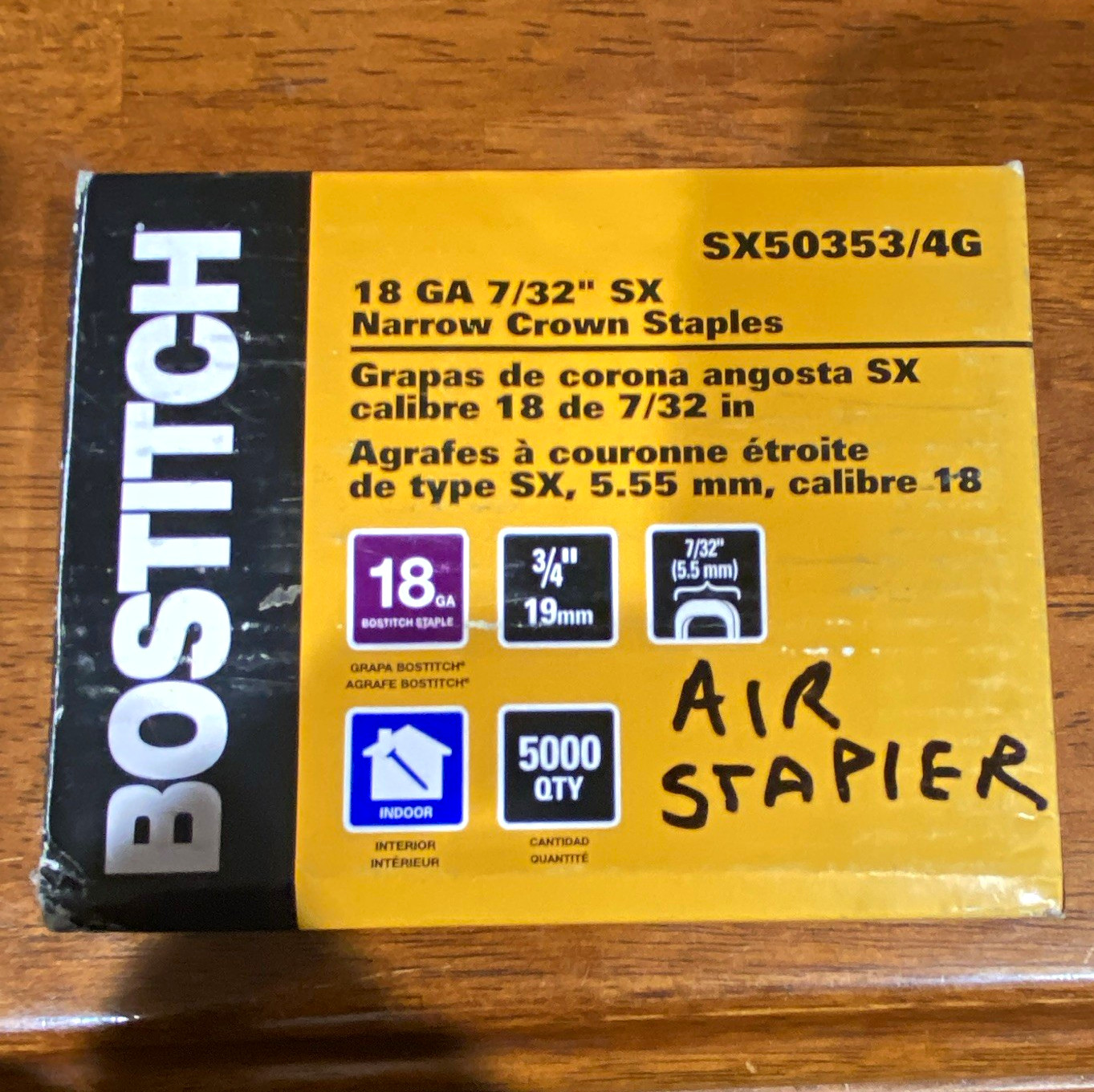 BOSTITCH 18GA Narrow Crown Staples 3/4in Galvanized Steel 5000 Pack