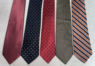Men s Neck Tie NeckTie LOT of 5 Silk Marks  & Spencer Nautica