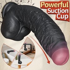 Thick-Girth-Huge-Dildo-Suction-Cup-Realistic-Large-Dong-Wide-Big-Fat-Cock-Black