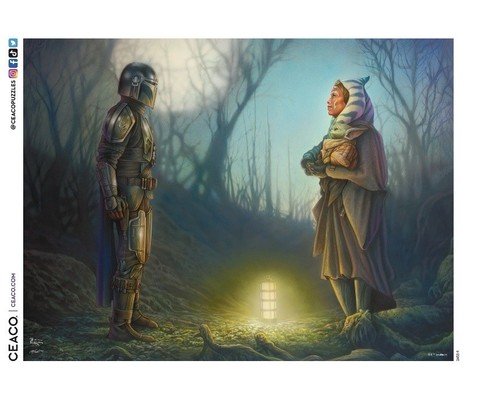 Star Wars Thomas Kinkade The Mandalorian Connection 500 Puzzle Ceaco Grogu - Picture 7 of 7
