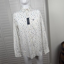 Original Penguin Shirt Men’s Size Medium White Long Sleeve Chess Print Button Up