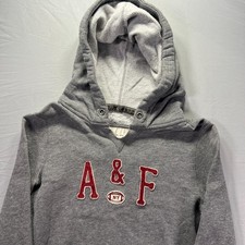 Abercrombie  Fitch Hoodie Womens Small Gray Cropped Fit Thermal Hood Football