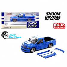 Shoom64 164 2003 Dodge Ram Srt-10 Pickup Electric Blue White Stripes - Mijo