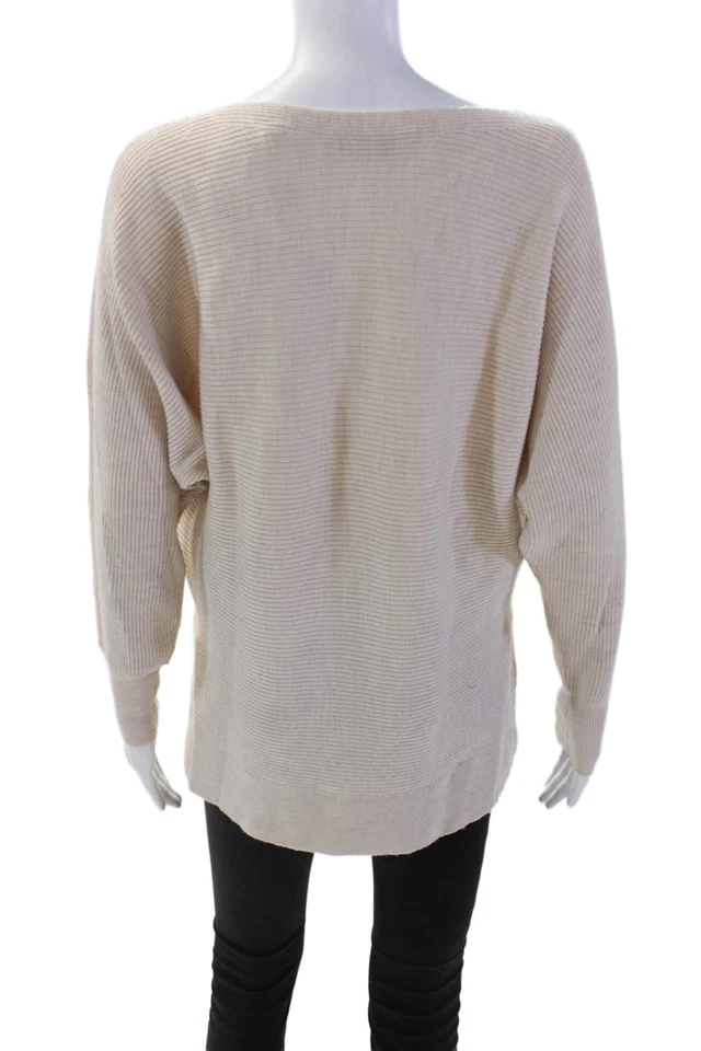 Suéter Allsaints Mujer Manga Larga Abertura Lateral Cuello Barco Beige Lana Talla Pequeña Foto 3 de 4