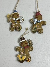 Lot of 3 Gingerbread Christmas Tree Ornaments