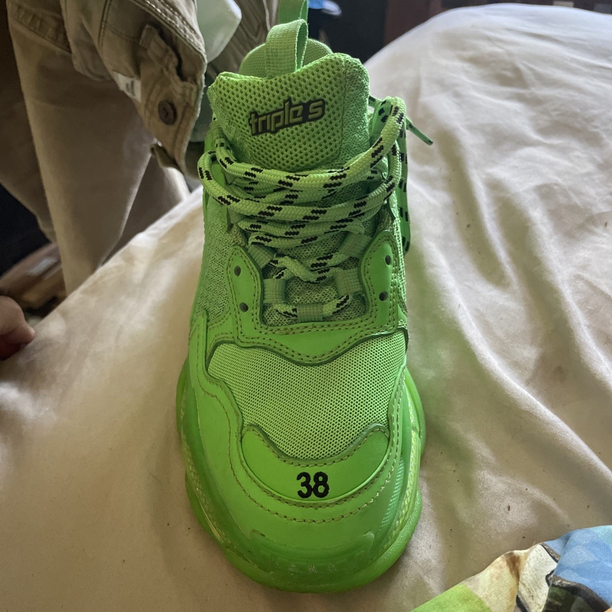 Balenciaga Green Athletic Shoes with Chunky Design Balenciaga Triple S Neon Green Chunky Sneakers | eBay main image 3